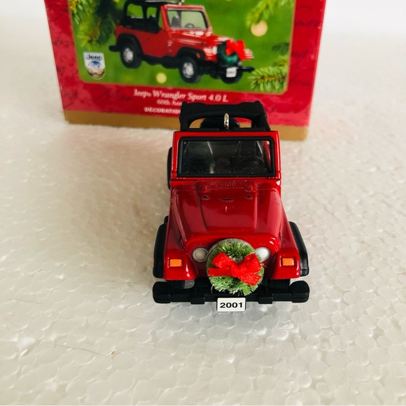 Hallmark 60th Anniversary Jeep Wrangler Sport 4.0 L Red 2001 Christmas Ornament - Picture 11 of 11